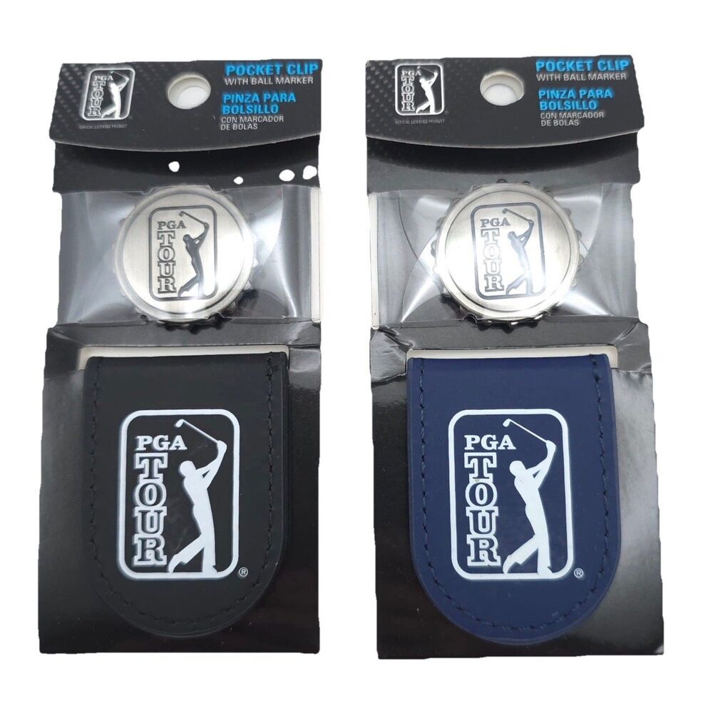 NEW PGA Golf‎ Tour 2 pc Black Pocket Clip with Ball Marker CAVIAR & PEACOAT